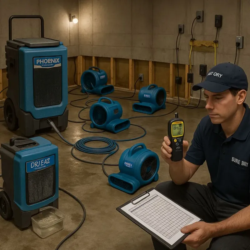 Structural Drying and Dehumidification process in Blanco, TX
